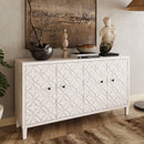 Accent Cabinet 4 Door Wooden Cabinet Sideboard Buffet Server Cabinet Storage Cabinet, For Living Room, Entryway, Hallway, Office, Kitchen And Dining Room - White Wash by HouseOfZazla