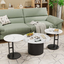 Coffee Table Set of 3 with Faux Marble Top and Metal Legs by HouseOfZazla