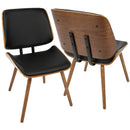 Lombardi - Mid-Century Modern Dining / Chair (Set of 2) - Walnut / Black by HouseOfZazla