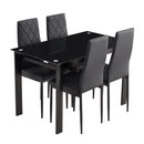 Modern 5 Piece Dining Table Set With Glass Top And Chairs - Black by HouseOfZazla