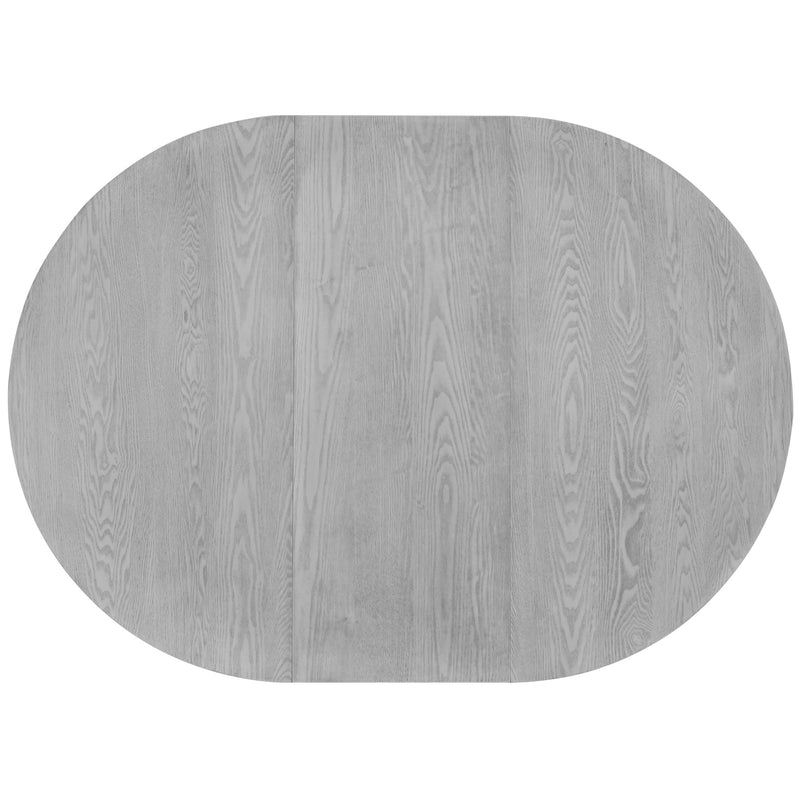 5-Piece Rustic Round Pedestal Extendable Dining Table Set with 15.7" Removable Leaf and Simple Dining Chirs for Small Places, Gray