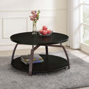 Round Coffee Table With Storage Shelf - Black by HouseOfZazla
