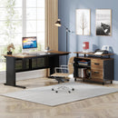 L-Shaped Executive Desk With File Cabinet, Office Workstation With Drawers, Shelves & Storage by HouseOfZazla