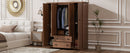 4 Door Wardrobe Armoire Closet with 2 Drawers, Brown