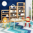 Kids Table And 2 Chairs Set, 3 Pieces Toddler Table And Chair Set, Wooden Activity Play Table Set (Lion&Monkey) - Natural by Unique Piece Furniture