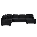 Upholstered U-Shaped Sectional Sofa With Movable Ottoman And Side Storage Pockets by HouseOfZazla