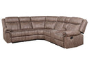 Dollum - Two Tone Nubuck Manual Recliner Sectional Sofa With USB Port Cupholder Console by HouseOfZazla