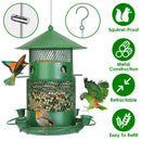 Wild Bird Feeder Squirrel-Proof Chew-Proof Metal Bird Seed Feeder Outdoor Hanging Bird Feeder With 360¡ Circular Perches Water Cups For Yard Garden Pa