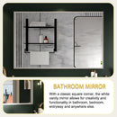 Rectangular Wall-Mounted Beveled Bathroom Mirror, Square Angle Metal Frame Wall Mounted Bathroom Mirrors For Wall (Horizontal & Vertical) - Glossy White by Unique Piece Furniture