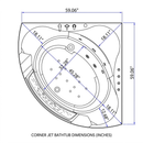 59" Corner Whirlpool Bathtub for 2-Person