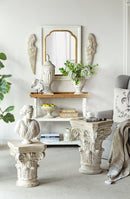 9.4x9.4x10.6' Decorative White Urn Planter with Distressed White Finish and Gold Accents by HouseOfZazla