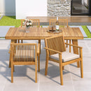 5 Piece Patio Furniture Set Acacia Wood Table And 4 Heavy Duty Cushioned Chairs by HouseOfZazla