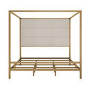 Canopy Bed With Tall Upholstered Headboard, 4 Poster Frame