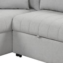 82.6" L-shaped Sectional Pull Out Sofa Bed Sleeper Sofa with Two USB Ports, Two Power Sockets and a Movable Storage Ottoman, Gray