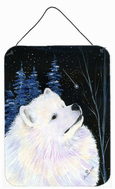 Starry Night Samoyed Aluminium Metal Wall or Door Hanging Prints