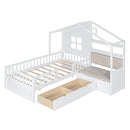 House Bed With Sofa, Kids Platform Bed With 2 Drawers And Storage Shelf by Unique Piece Furniture