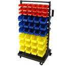 90 Parts Bin Shelving Storage Organizer With Locking Wheels For Shop Garage And Home - Black / Yellow by HouseOfZazla