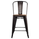 Set of 4 Industrial Metal Counter Stool Dining Chairs with Removable Backrests by LJGDeals