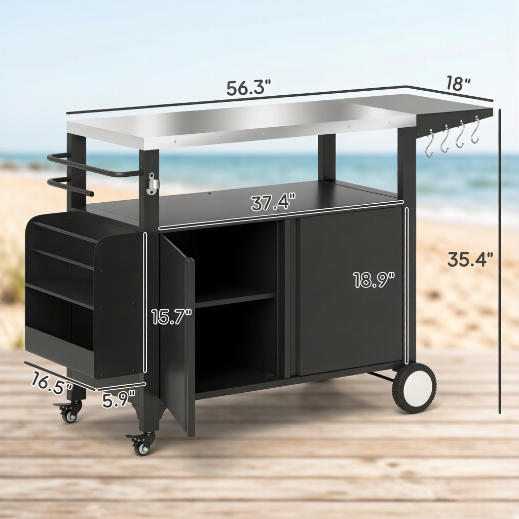 Convenient Kitchen Island, Movable Grill Cart Table, Oven Table, Versatile Bar Cart, photo 7 of 7