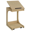Ralston C-Shaped Lift-Top Sofa Side Table With Casters Light Oak