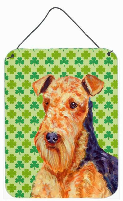 Airedale  Shamrock Portrait Aluminium Metal Wall or Door Hanging Prints