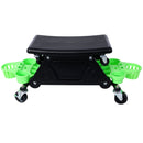 Rolling Detailing Creeper Seat With Wheels, Removable Tool Trays, 300 Lbs Capacity - Green by HouseOfZazla