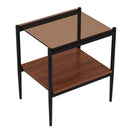 Modern Rectangle End Table (Set of 2) With Tempered Glass Tabletop And Layer - Brown by HouseOfZazla