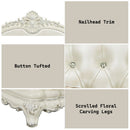 Adara - Loveseat With 5 Pillows - Pearl White Synthetic Leather & Antique White