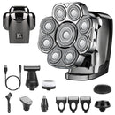 6 In 1 9D Electric Head Shaver for Men Cordless Rechargeable Wet Dry Razor with LED Display Travel Lock Stall Protection Cleaning Reminder