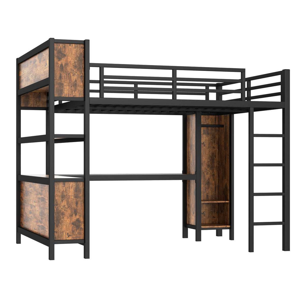 Metal Loft Bed with Wardrobe and L-Shaped Desk, photo 5 of 10