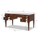 Dauphin Gold Accent 5-Drawer Wood Executive Desk Dark Walnut Ash Wood & Veneer by HouseOfZazla