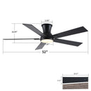 Low Profile Flush Mount Intergrated LED Ceiling Fan With Light And Reversible Quiet Motor by Unique Piece Furniture