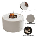 White Round Coffee Table with Tempered Glass Top