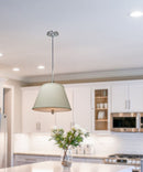 16"W Satin Nickel Pendant Light with Empire Textured Oatmeal Slotted Pendant Shade and Diffuser