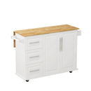 Kitchen Island Cart With 2 Door Cabinet, 3 Drawers, Spice Rack & Towel Rack - White by HouseOfZazla
