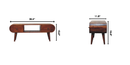 Solid Wood Chestnut Circular TV Unit, Nordic Legs, 2-Drawers, Open Slot