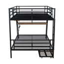 Full Size Bunk Bed With Built In Desk, Light, And 2 Drawers - Black by HouseOfZazla