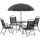Outsunny - Patio Dining Set With Table Umbrella, Folding Chairs And Dining Table, Outdoor Patio Furniture Set by HouseOfZazla