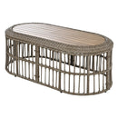 4-Piece Rattan Outdoor Patio Conversation Set with Seating Set for 5 and Coffee Table for Porch, Backyard and Garden (Brown Grey)