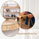 Handcrafted Console Table With Hand Woven Trim, 3 Tier Storage Shelves - Natural by HouseOfZazla