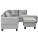 Modern Sectional Sofa With Storage Ottoman, L - Shape Couch With 2 Pillows And Cup Holders by HouseOfZazla