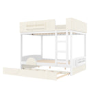 Full Bunk Bed with Trundle, Wood Bunk Bed Frame with Bookshelf