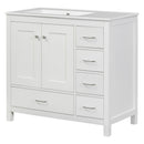Bathroom Vanity With Ceramic Sink Combo, Abundant Storage Cabinet 2 Soft Close Doors And 5 Drawers by HouseOfZazla