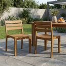 Outdoor Acacia Wood Dining Side Chair Set (2-Pack)