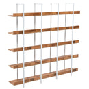 5 Tier Bookcase Home Office Open Bookshelf, Vintage Industrial Style Shelf, MDF Board, White Metal Frame, Brown