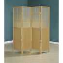 Gabby - 4 Panel Divider Folding Shoji Screen With Windowpane Details - Natural