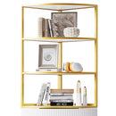 74.8" Tall Modern Corner Bookshelf,Fan-Shaped bookcase with 1 Drawer and 2 Doors, Wooden Standing Corner Shelf with Gold Metal Frame for Living Room,Home Office,White
