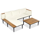Luxury L-Shaped Acacia Wood Patio Furniture Set with Cushions by HouseOfZazla