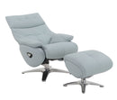Janella - Top Grain Leather Accent Chair With Swivel & Ottoman - Baby Blue by HouseOfZazla