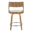 Cecina - Mid-Century Modern Fixed Height Counter Stool With Swivel With Round Footrest (Set of 2) - Zebra / Cream